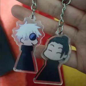 애니메이션 Jujutsu 코스프레 키 체인 Gojo Satoru Geto Suguru 매칭 키 체인 세트 가방 펜던트 열쇠 고리 애니메이션 액세서리 세트