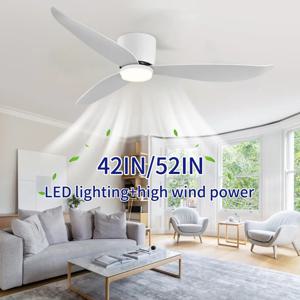 46 52인치 천장 선풍기, 침실, 식당 거실, 지능형 원격 제어, 6단 팬, 조명이 있는 북유럽 스타일 홈