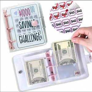 1000 저축 챌린지 바인더, 돈 절약 바인더, 봉투 포함 저축 챌린지 북, 봉투 저축 챌린지, 미니 부