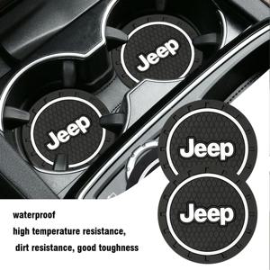 1/2Pcs 자동차 실리콘 코스터 미끄럼 방지 자동차 워터 컵 매트 지프 레니게이드 패트리어트 위안글러 체로키 트레일 호크 용 자동차 액세서리