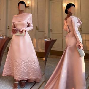 맞춤형 절묘한 주름 A 라인 보트 넥 미디 드레스 맞춤형 행사 중국 스타일 패션