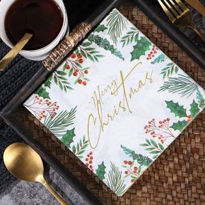 레스토랑 칵테일 냅킨 일회용 종이 플레이스매트, 메리 크리스마스 주방 베이킹 페이퍼, 2 겹, 33cm, 20 개