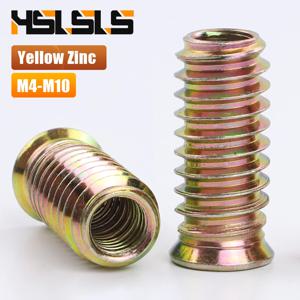 10/20pcs M4 M5 M6 M8 M10 아연 도금 강철 육각형 소켓 스레드 삽입 너트 가구 목재 침대 캐비닛 용 E-너트 내장