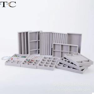 회색 벨벳 쥬얼리 거치대 귀걸이 반지 보관 트레이, 미니멀리스트 쥬얼리 박스, 쥬얼리 데스크탑 정리함, 1PC