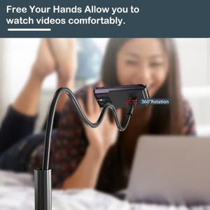 360도 조절 가능한 게으른 침대 구즈넥 휴대폰 태블릿 스탠드, 아이패드 아이폰 삼성 액세서리 홀더용 플렉시블 암 마운트 클립