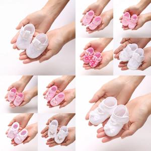 여러 옵션 신생아 첫 번째 침례 신발: 신생아 소년과 소녀 흰색 침례 신발 부드러운 단독 운동화 크기-9CM-10CM