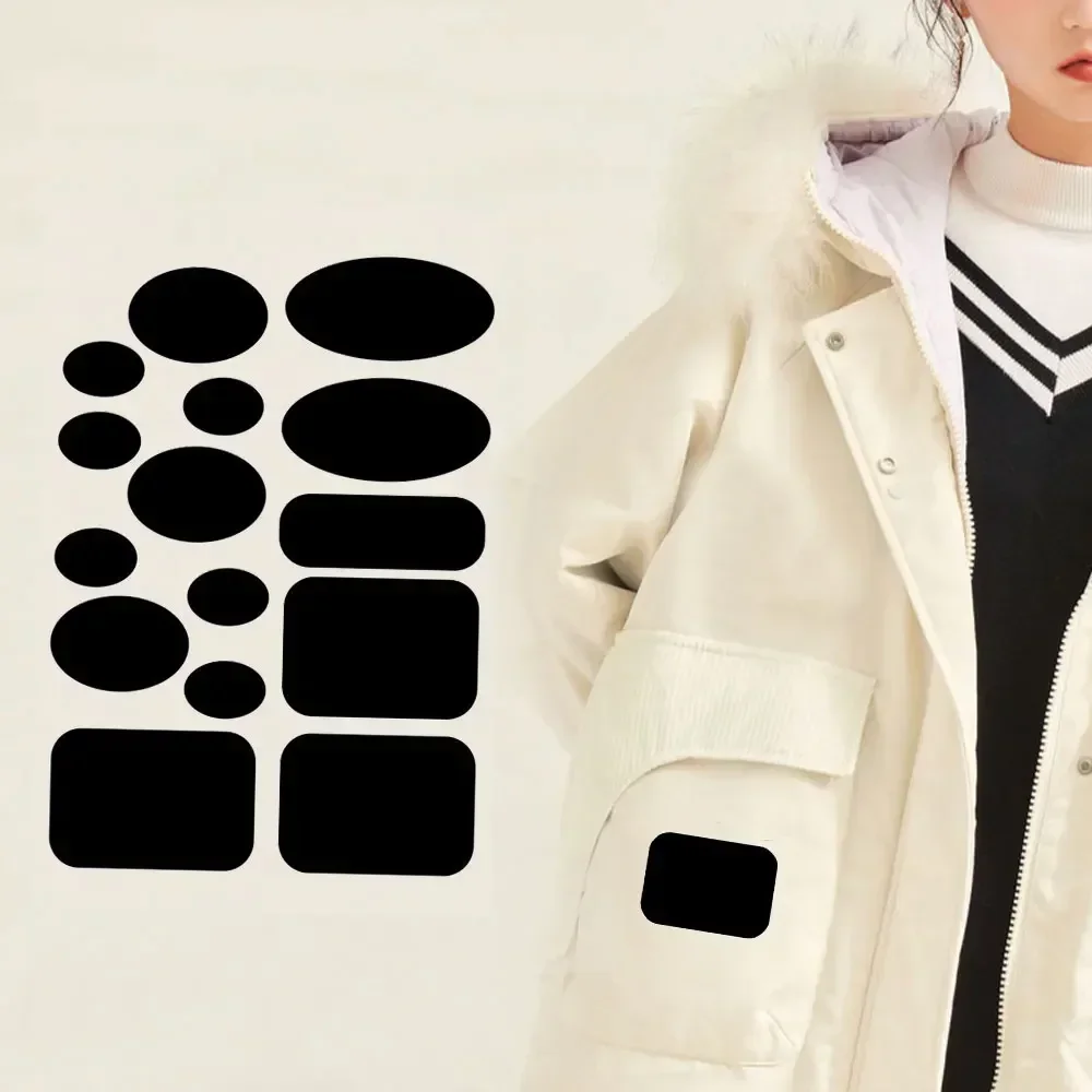 방수 다른 모양 다운 재킷 바지 의류 수리를위한 자기 접착 패치 빨 수있는 패치 의류 봉제 직물