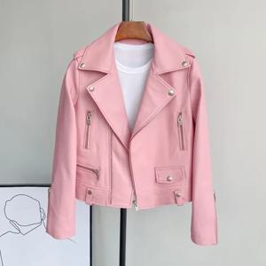 2025 새로운 여성 가짜 PU 가죽 자켓 캐주얼 레이디 옷깃 지퍼 자켓 여성 오토바이 가죽 코트