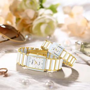 CHENXI 104A 유행 프리미엄 남성과 여성 커플 쿼츠 시계 방수 모조 세라믹 스트랩 날짜 커플 시계 선물