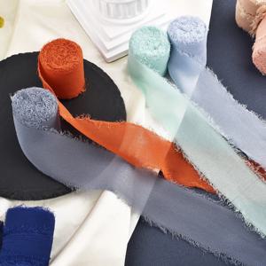 5M * 4cm 수제 헤어 프린지 새틴 쉬폰 실크 리본 웨딩 초대장 포장 부케 생일 파티 장식 선물