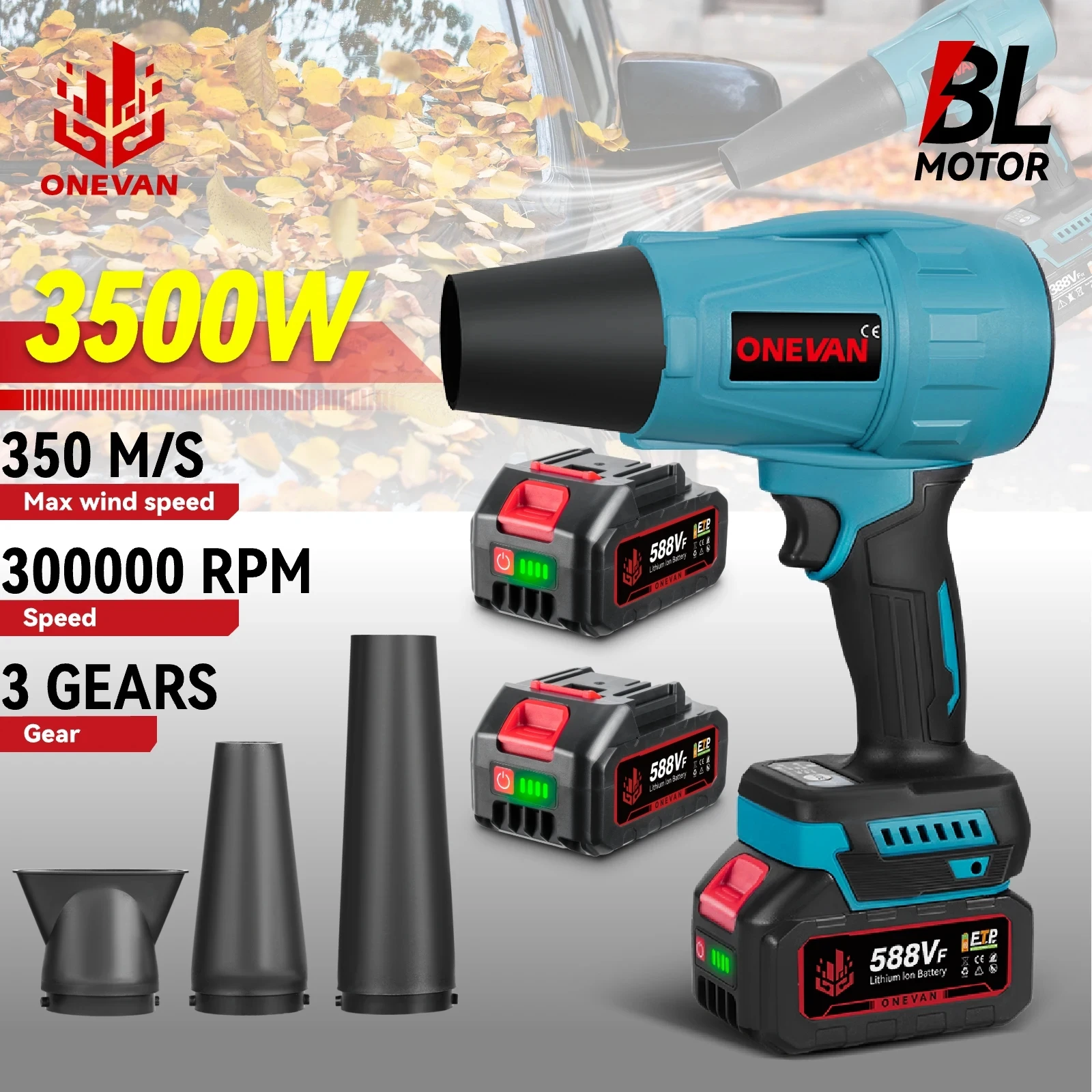 3500W 무브러시 전기 터보 블로워 제트 팬 350M/S 휴대용 송풍기 먼지 제거 자동차 건조기 마키타 18V 배터리 핀용 블로잉 도구