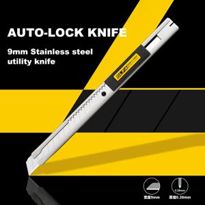 OLFA 9mm 스테인레스 스틸 유틸리티 나이프 자동 잠금 커터에는 포켓 클립/블레이드 스내퍼 SVR-2가 포함되어 있습니다.