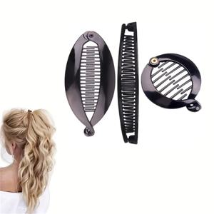 ​​3Set of Fish-Shaped Hair Clips/Hair Clip Banana Clip Ponytail Fixer Women Girls Black Hair Clip