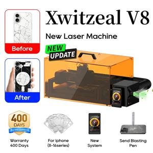 엑스위즐 ®   iPhone 후면 유리 및 카메라 수리용 V8 10W 레이저 기계, 철 금형(8-16 시리즈) 및 공기 필터가 포함된 자동 레이저 제거 접착제