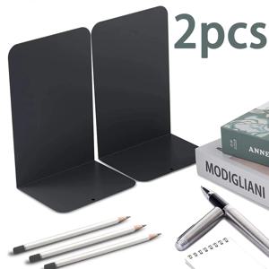 2Pcs 금속 북 엔드 L 자형 책상 책장 미끄럼 방지 북 엔드 헤비 듀티 블랙/화이트 북 엔드 지원 다목적 북 엔드
