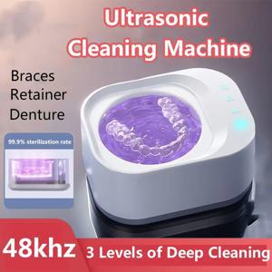 Xiaomi 48khz 초음파 청소 기계 치열 교정 보이지 않는 교정기 리테이너 틀니 클리너 치아 청소 유물 휴대용