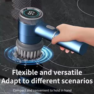 Xiaomi 전기 청소 브러시 ​​LED 디스플레이(교체 가능한 브러시 헤드 5개 포함) 주방 욕실용 3단 조절 가능 청소 도구