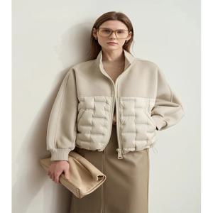 AMII 다운 코트 100% 울 스탠드 칼라 루즈 스플 라이스 자켓 여성용 2024 겨울 따뜻한 새 캐주얼 다목적 자켓 12454007