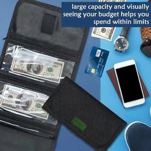 스테이시요 |   블랙 옥스포드 천 접이식 여행 지갑 1PC |   현금 수표와 여권은 별도의 수납 공간에 보관되어야 합니다.