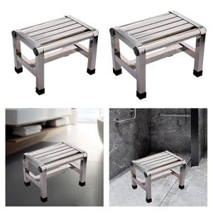 스테인레스 스틸 의자 안정적인 미끄럼 방지 스테인레스 스틸 샤워 벤치 욕실 침대 옆 침실 주방 성인을위한 금속 단계 의자