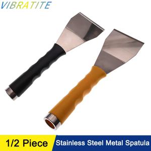 1/2 Pcs 스테인레스 스틸 금속 주걱 검정/노란색 풀 탱 핸들 페인트 스크레이퍼 도구 리무버 용 두꺼운 블레이드 경사진 가장자리