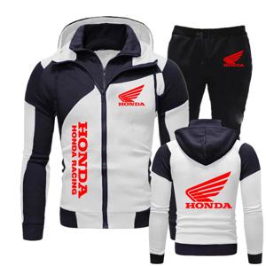 혼다 로고 프린트 2024 봄 가을 인기 편안한 스포츠 세트 남성 카디건 지퍼 스플 라이스 후드 + 캐주얼 스웨트 팬츠 슈트