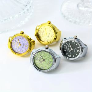 1pc 레인보우 컬러 새로운 트렌디 링 시계 남성과 여성을위한 유행 커플 시간 링 시계 맞춤형 주머니 시계