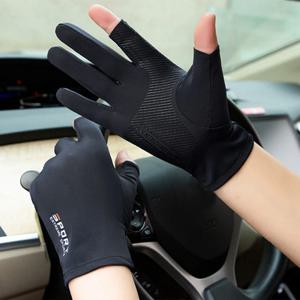 얼음 실크 Halffinger 사이클링 안티 슬립 장갑 남성과 여성을위한 여름 야외 스포츠 피트니스 운전 낚시 Highelastic