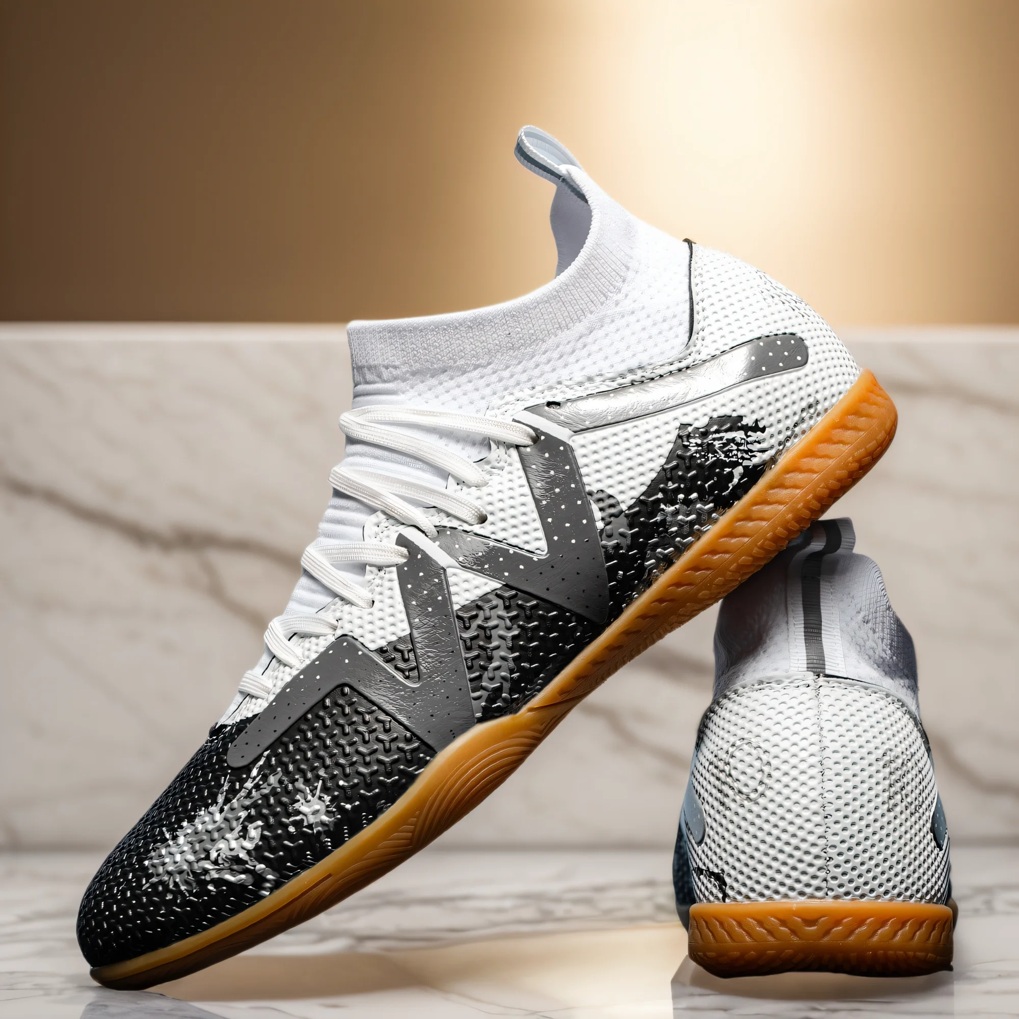 남녀공용 실내 풋살 훈련용 하이탑 축구화, 미끄럼 방지 및 내마모성. 운동화