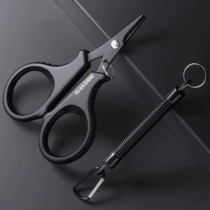 티타늄 코팅 스테인리스 스틸 낚시 가위 플라이어 PE 브레이드 라인 커터 플라이즈 잉어 낚시 액세서리 도구 1세트