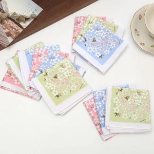 3/12개 프린트된 면 여성용 손수건 빈티지 노스탤직 얇은 빈티지 꽃무늬 땀 닦는 손수건 43cm