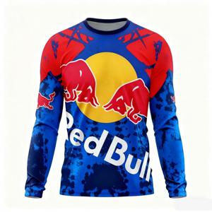 새로운 통기성 트렌디 스포츠 티셔츠 레드불 3D 남성 프린트 긴팔 의류 오토바이 패션 배색 상의