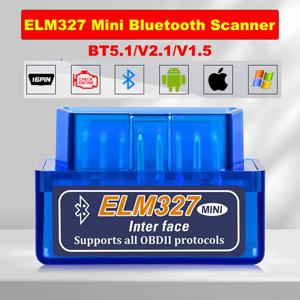 미니 ELM327 V1.5/V2.1 블루투스 obd2 스캐너 코드 리더 자동차 진단 도구 체크 엔진 스캔 자동차 오류 감지기