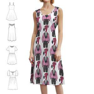 프레드릭 플라밍고 씨의 포르사이트 플로럴 스목 드레스 여성용 봄 여름 캐주얼 드레스 파티용 남성 플라밍고 재미있는 핑크 남성용