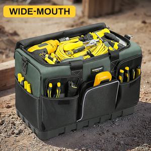 헤비 듀티 공구 가방, 남성용 16포켓 전기공 공구 가방, 단단한 바닥, HVAC 기술자용, 아버지의 날 생일 선물