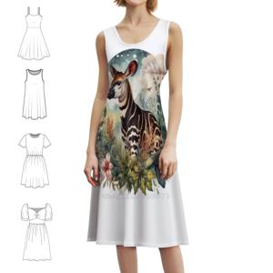 오카피 한국 스타일 캐주얼 드레스 여성용 심플 데일리 오피스 레이디 드레스 귀여운 오카피 오카피 러브 쿨 오카피 오카피 여성용