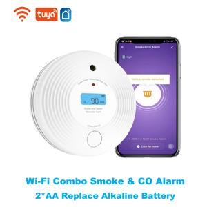TuyaSmart 콤보 연기 및 일산화탄소 감지기, 2-in-1 듀얼 센서, AA 1.5V 교체 가능한 알카라인 배터리, 2.4GHz WiFi, Tuya 앱
