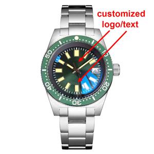 맞춤형 62mas 300M 방수 기계식 시계 남성용 AR 사파이어 크리스탈 120클릭스 C3 발광 스포츠 스틸 시계 선버스트