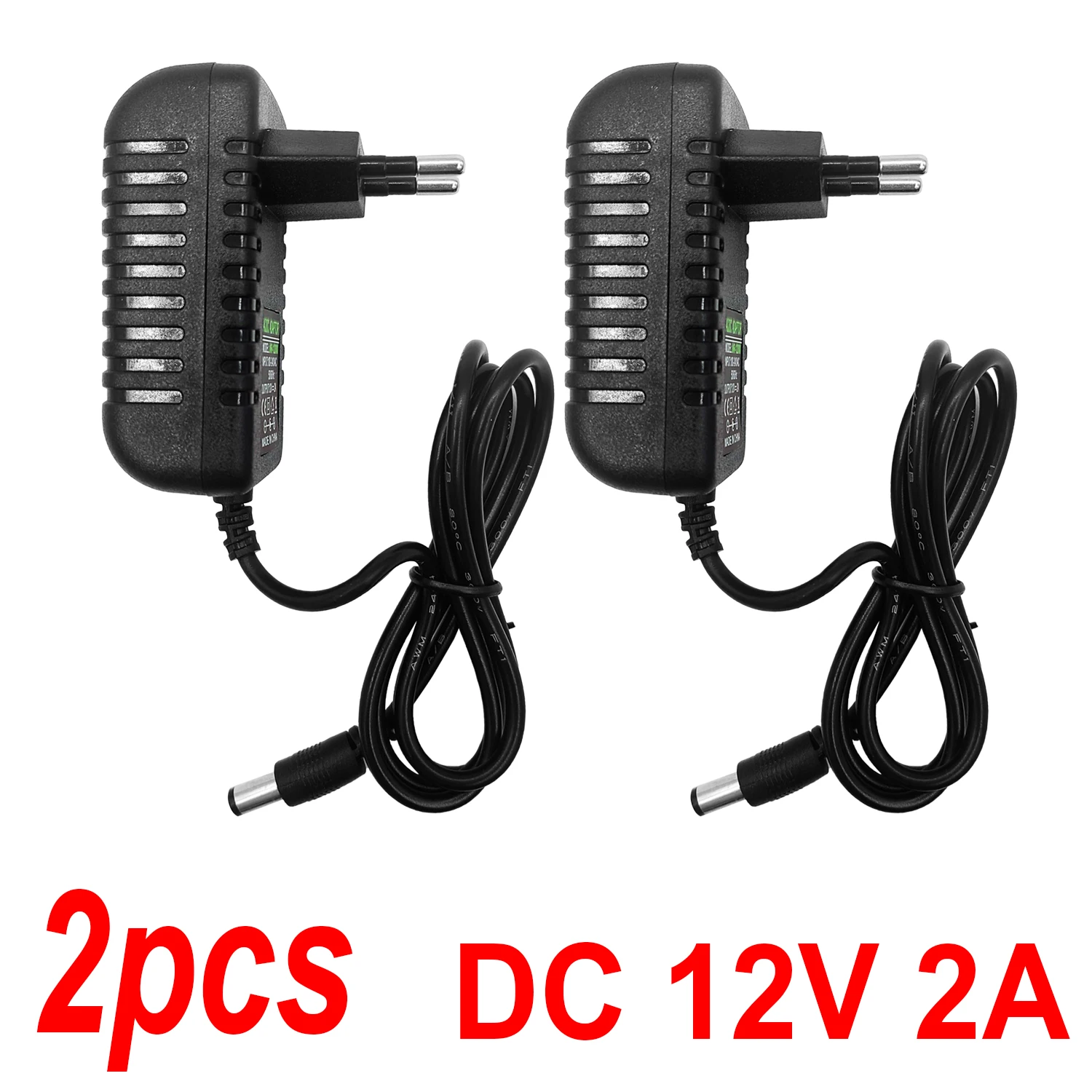 2pcs 전원 어댑터 AC 100-240V 입력 DC 12V 2A 출력 공급 충전기 범용 어댑터 변환기 플러그 카메라 DVR 라우터 LED