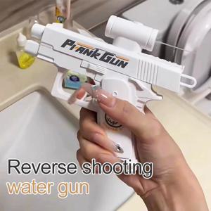 창의적인 2-way 물 분사 건, 역방향 물총 장난감, 장난 꾸러기용 프레스 분사 물총, 양방향 물총, 재미있는 야외 장난감