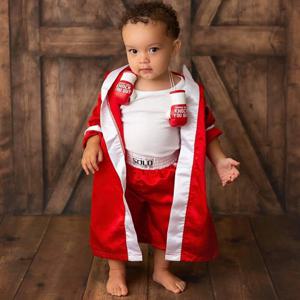 신생아 사진 소품 복싱 테마 아기 사진 복장 유아 목욕 가운 반바지 장갑 세트 신생아 사진 의상 스튜디오 소품
