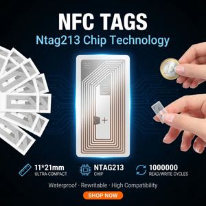 11*21mm NFC 태그 스티커 NTAG213 접착 칩 투명 RFID 라벨 재기록 가능 144바이트 메모리 NFC 응용 프로그램용