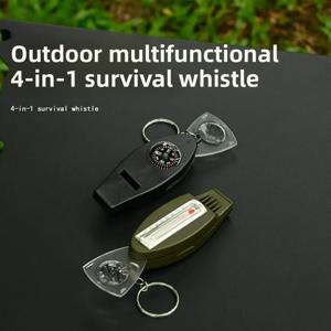 4-in-1 다용도 야외 휴대용 나침반 확대경 온도계 및 비상 호루라기 포함 캠핑용