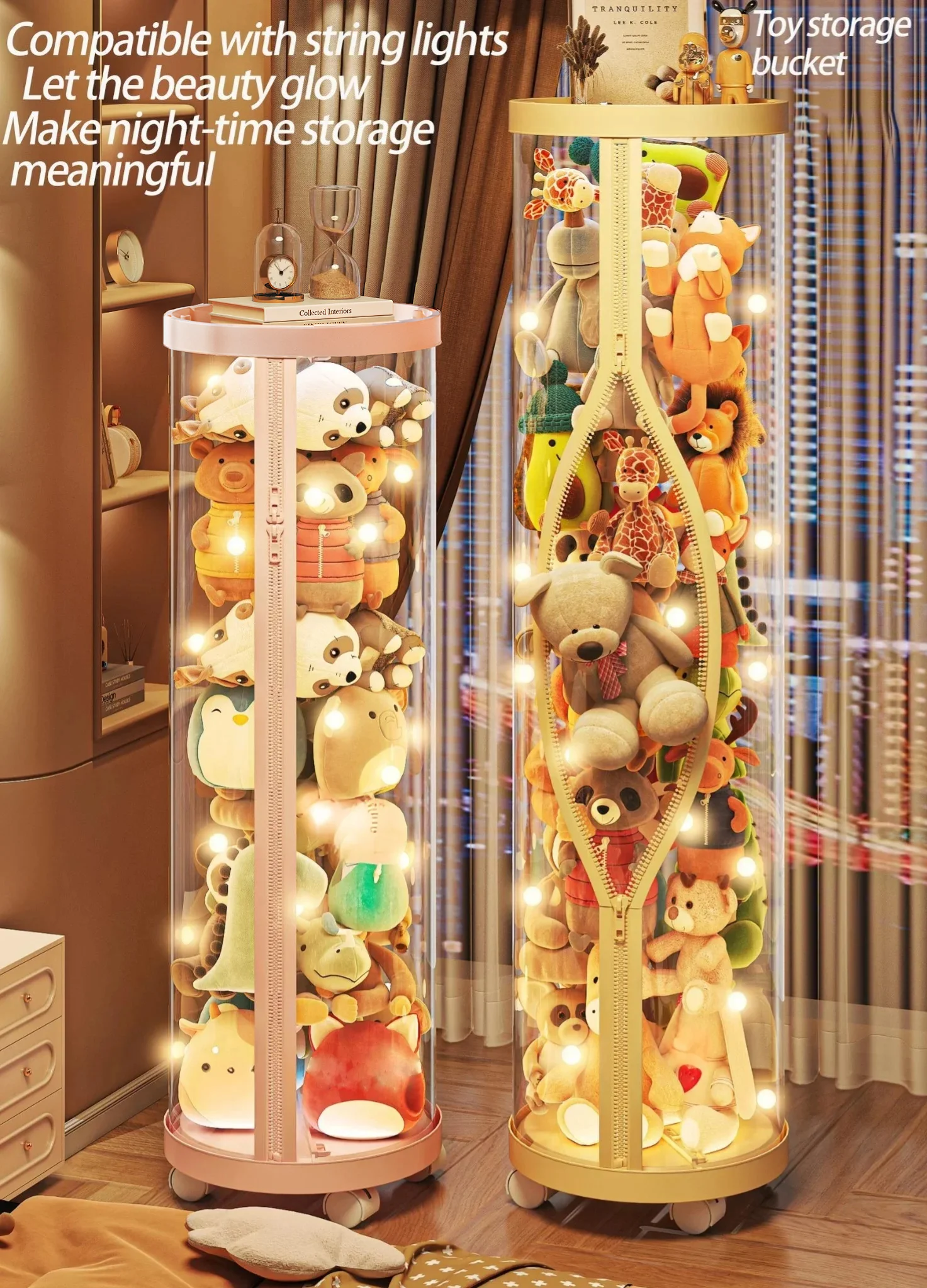 투명 인형 보관함: 봉제 인형/인형극용 내구성 플라스틱 진열대, 놀이방 보관 및 명절/생일 장식 인형