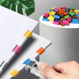 50Pcs 푸시 클립 스테이플러 스테이플 리무버 바인더 푸시 클램프 테이프 디스펜서 종이 클립 사무용품 세트 데스크탑 스테이플러 사무실