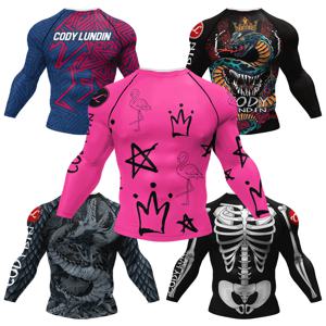 Cody Lundin 디자이너 남성 쿨 스포츠 셔츠 Jiu jitsu gi Rashguard Upf 50+ 사이클링 러닝 탑 문신 압축 체육관 티셔츠
