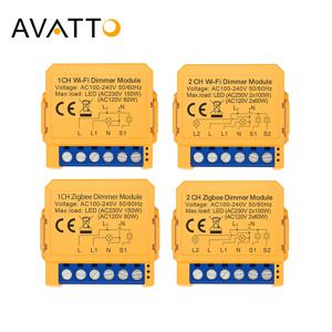 AVATTO Tuya WiFi/ZigBee 1/2 Gang 조광기 조명 스위치 모듈, Alexa Google 홈용 스마트 조광기 스위치 모듈 APP 원격 제어
