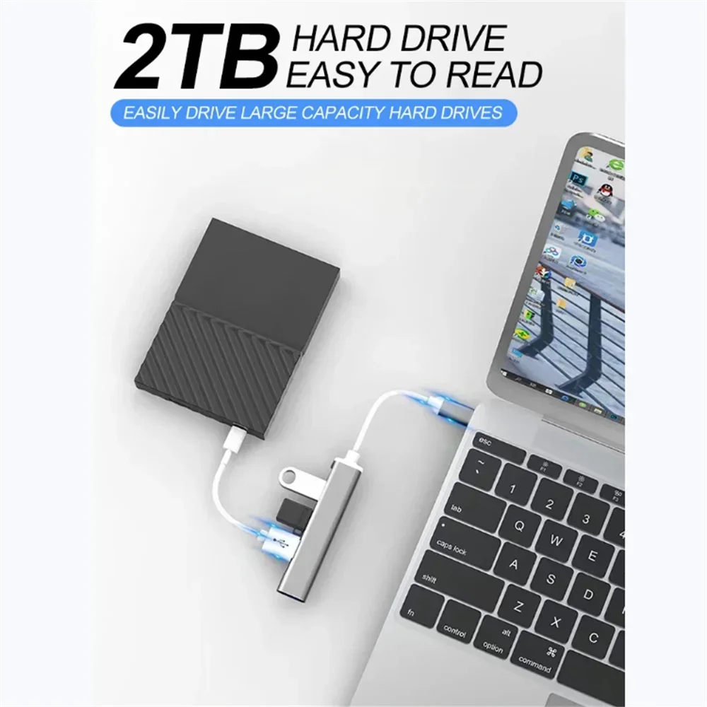 4포트 타입 C 원 드래그 포 확장기 고속 전송 USB 도크 다기능 와이어 디바이더 PC 컴퓨터 노트북용