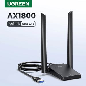 UGREEN AX1800 WiFi 어댑터 WiFi6 데스크탑 PC 용 5G 및 2.4G 듀얼 5dBi 안테나 Windows 11/10 WAP3 WiFi 동글 무선 네트워크 카드