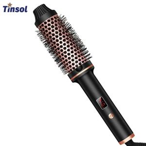 3 In 1 이온 헤어 컬러 스트레이트 너 전문 컬링 아이언 가열 헤어 스타일링 브러시 Anti-Scald Thermal Brush Curl Wand